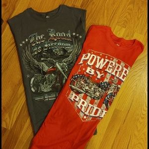 2 Celebrate Patriotic Graphic Muscle shirts